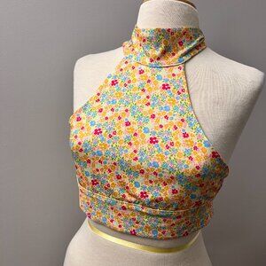 NEW Tiger Mist Floral Hippie Festival Crop-top Halter Top Sz XS